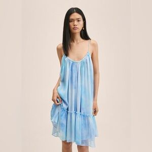 Mango ruffles chiffon dress